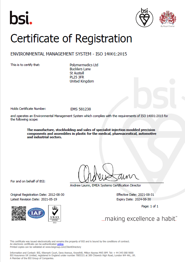 ISO 14001, Quality Standards - Polymermedics